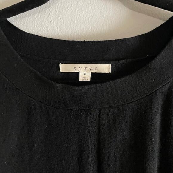 Cyrus Black Wide Crewneck Pullover Sweater XL Woman 3/4 Sleeve Knit Layer - Picture 2 of 8